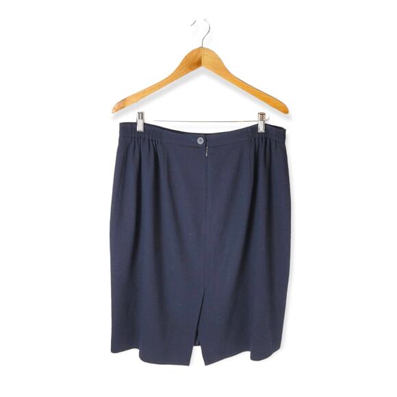 Josephine Chaus Navy Wool Pencil Skirt Plus Size 16 Career Minimalist Staple - Picture 2 of 7